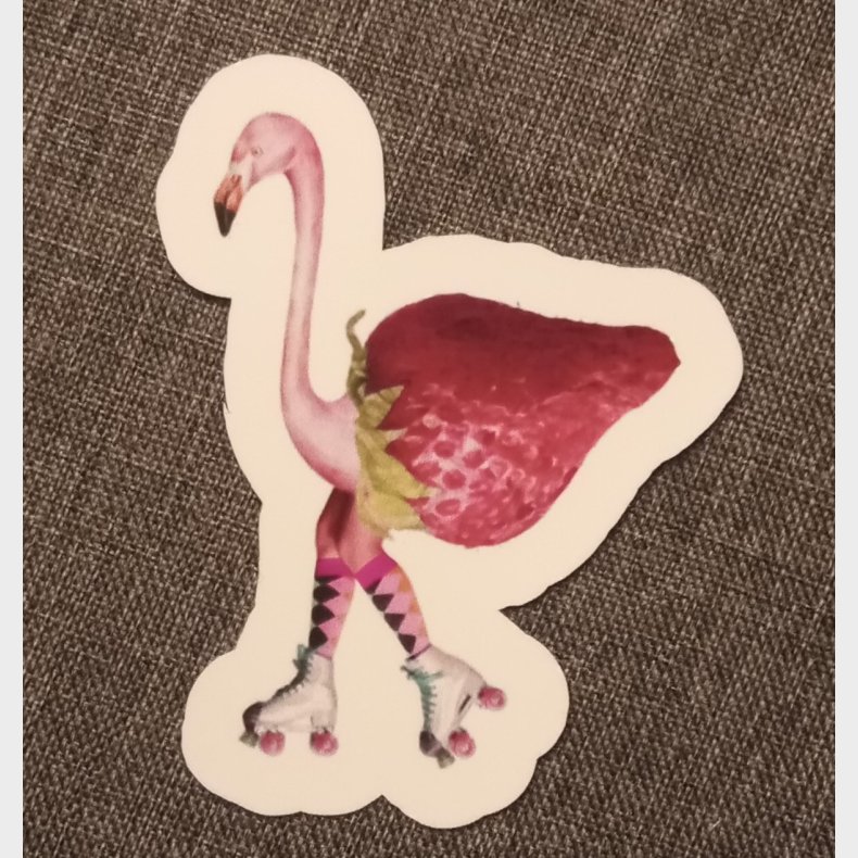"Flamingo on skates" 7,5 x 5 cm.